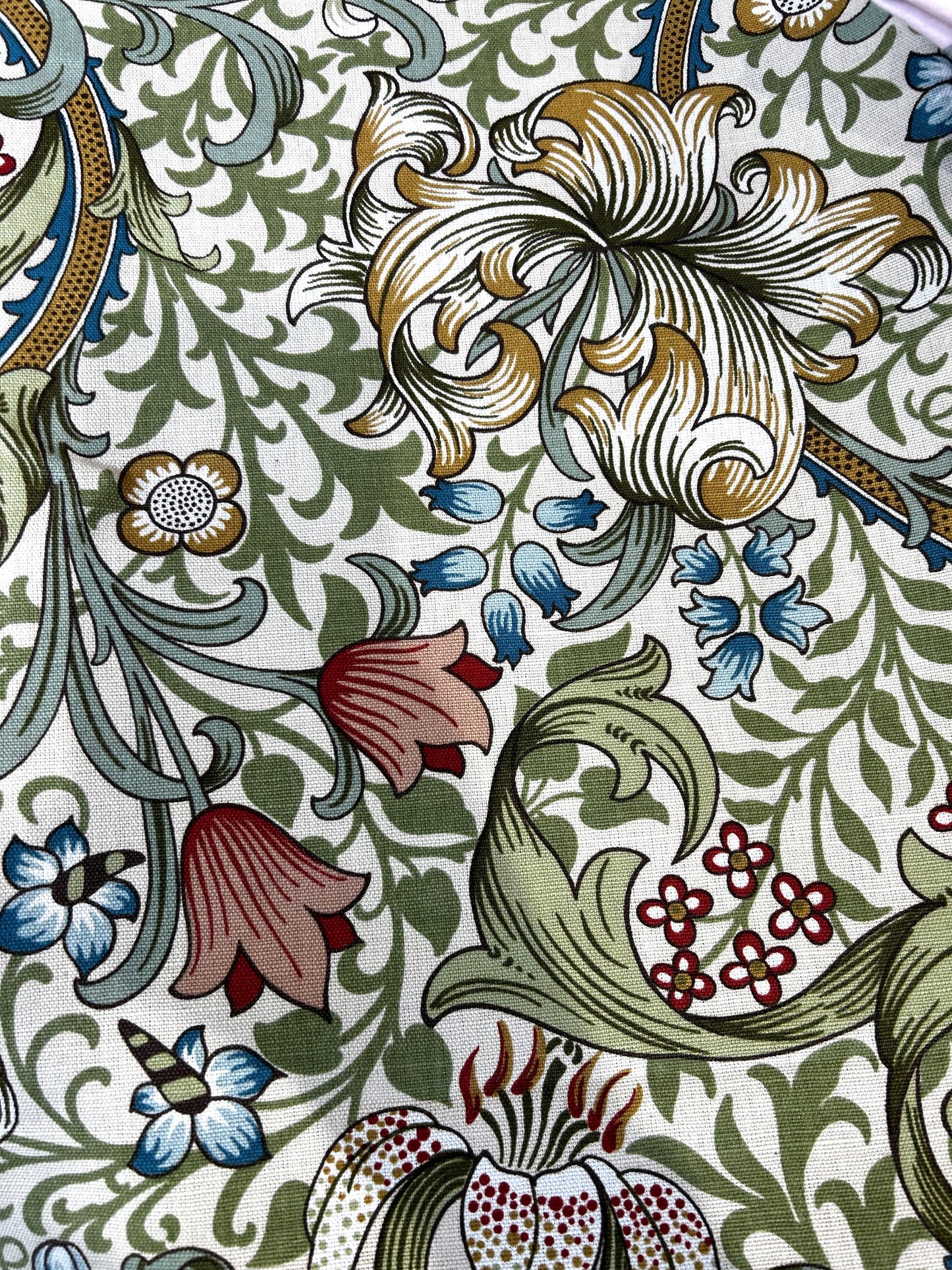 Classic William Morris Golden Lily Green and Gold Colourway
