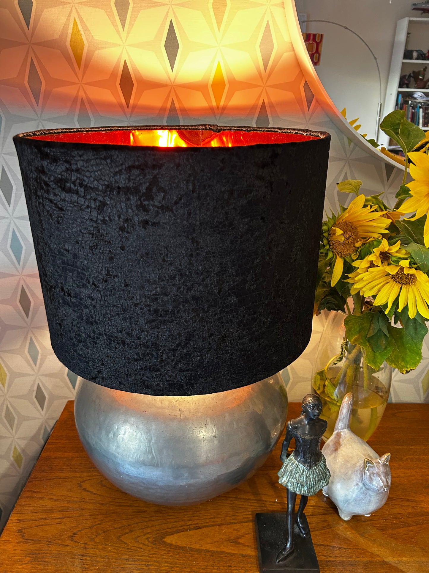 Crocodile Embossed Black Velvet Lampshade!
