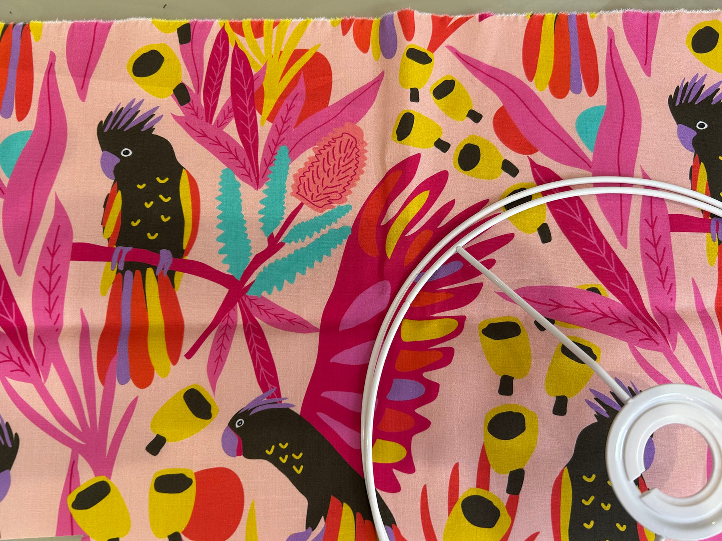 25cm Pink Funky Cockatoos Cotton Lampshades