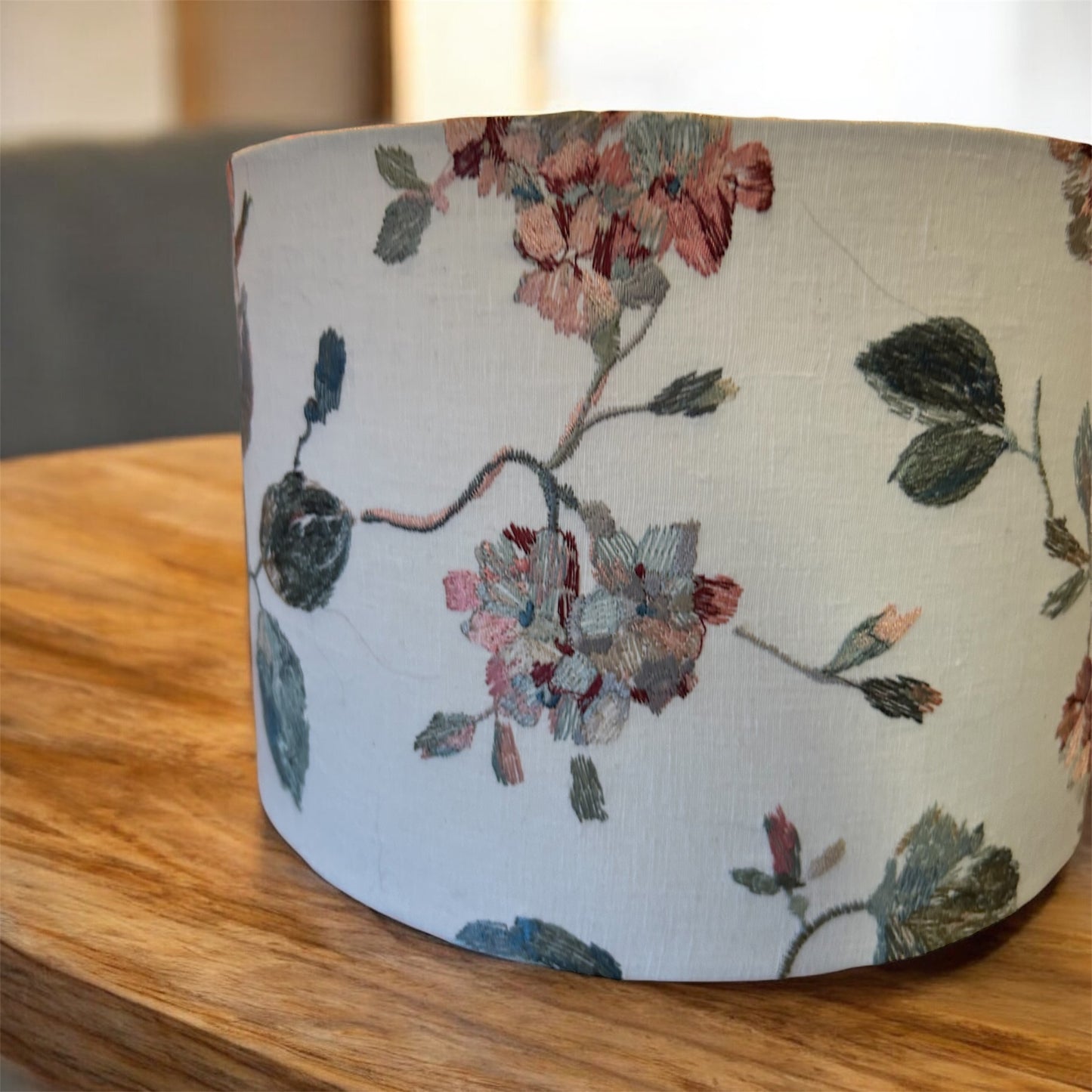 Stunning Embroidered Blossom Lampshade with Copper Lining