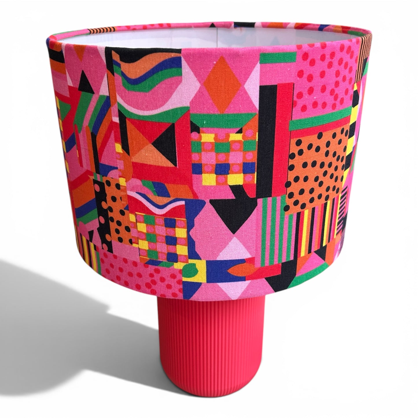 Pink and brilliant geomatic coloured lampshade