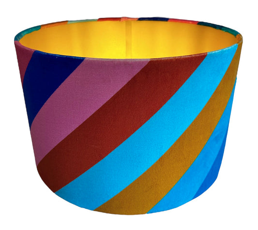 Bright Sherbet Stripe Velvet Lampshade with gold lining! version 2