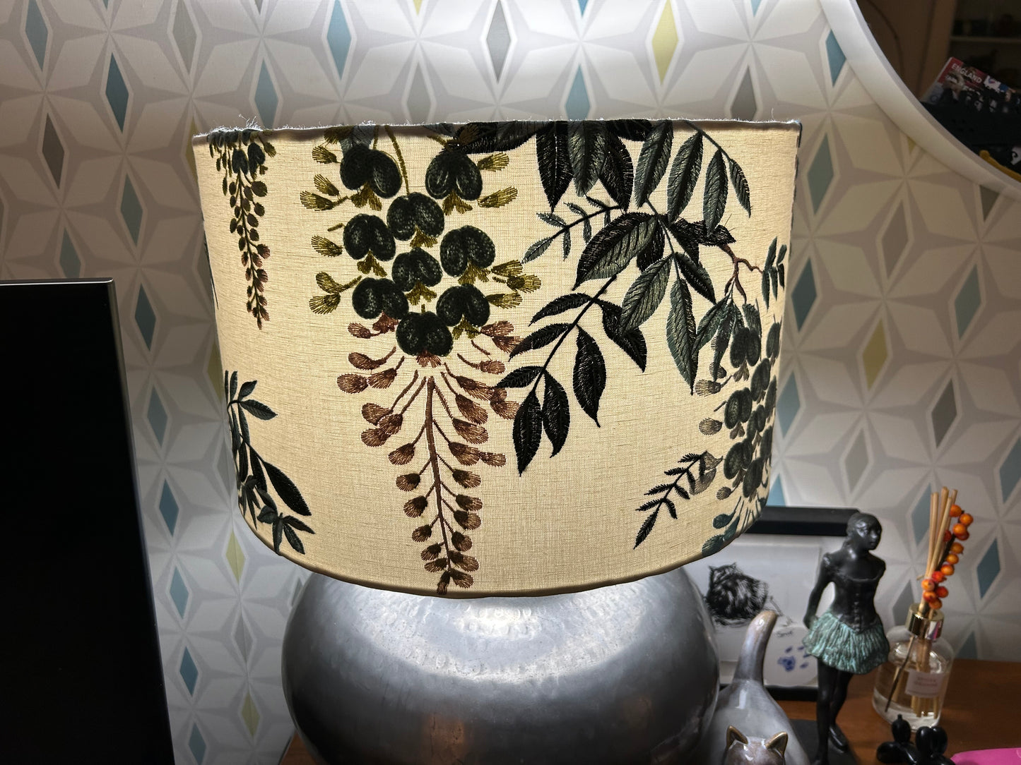 Stunning Embroidered Wisteria Lampshade