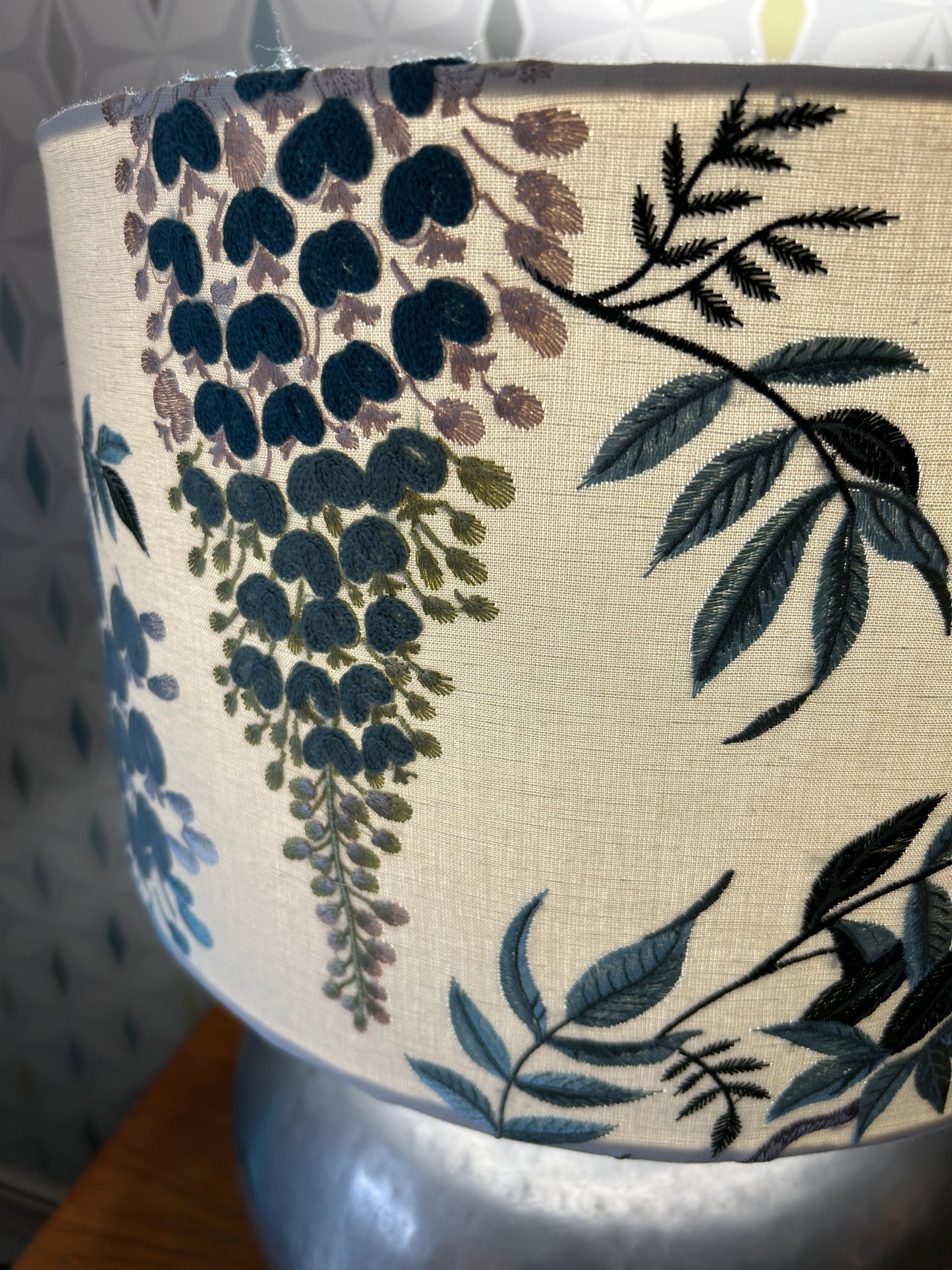 Stunning Embroidered Wisteria Lampshade