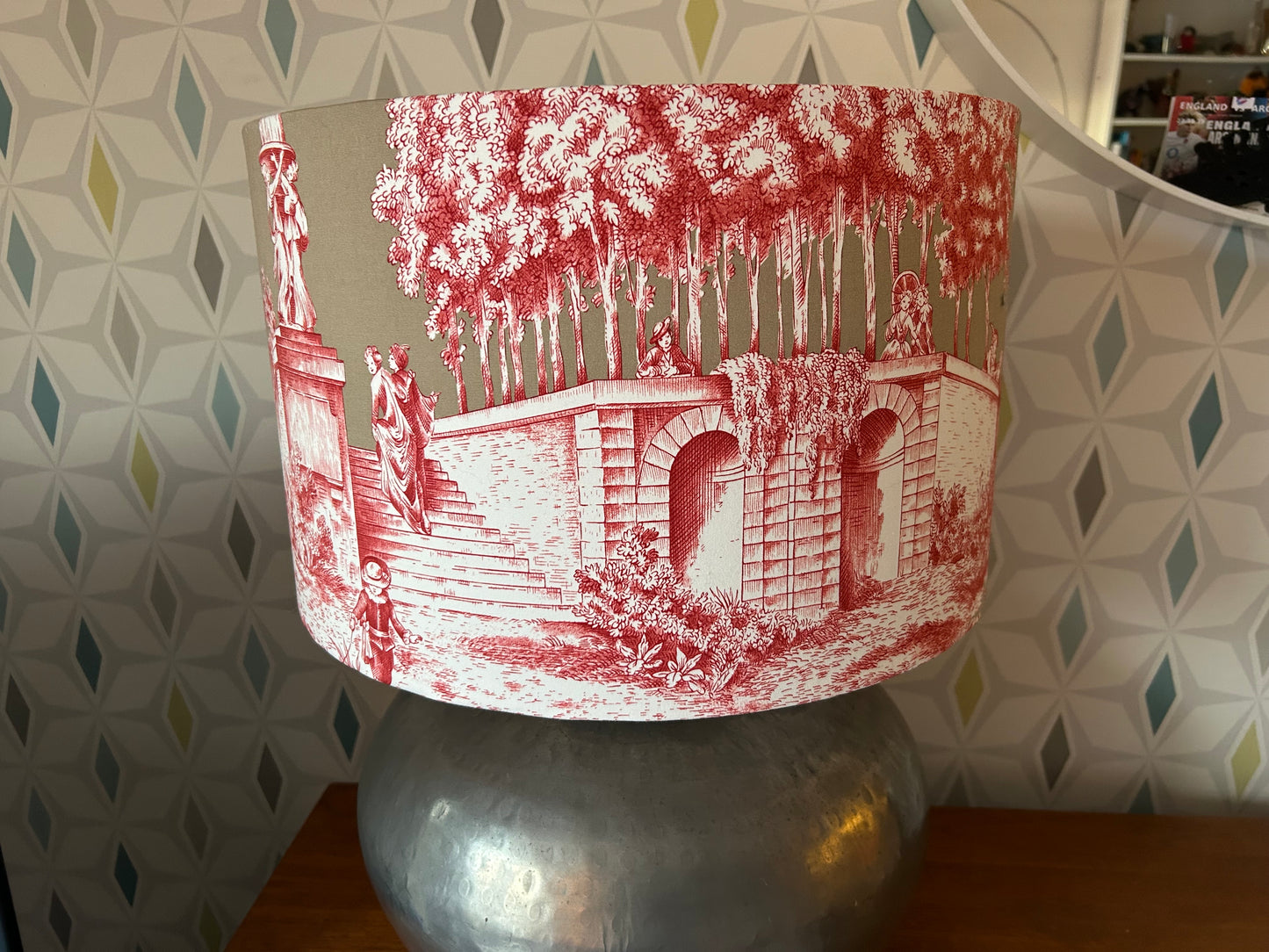 Rare 40cm French toile de Jouy pattern fabric Lampshade
