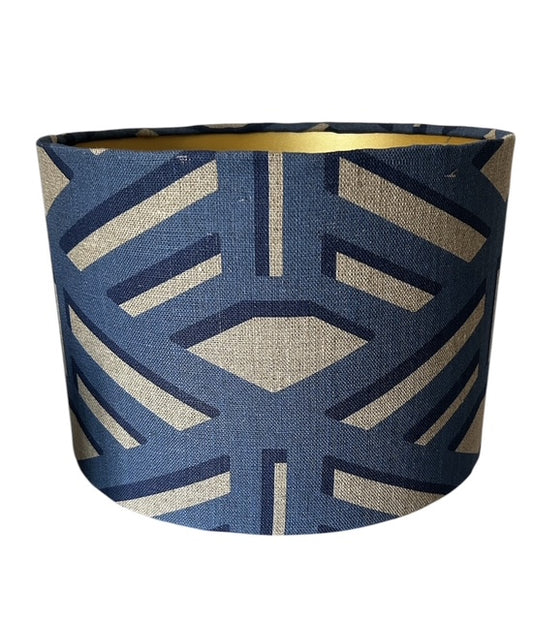 Blue Linen Art Deco Lampshade