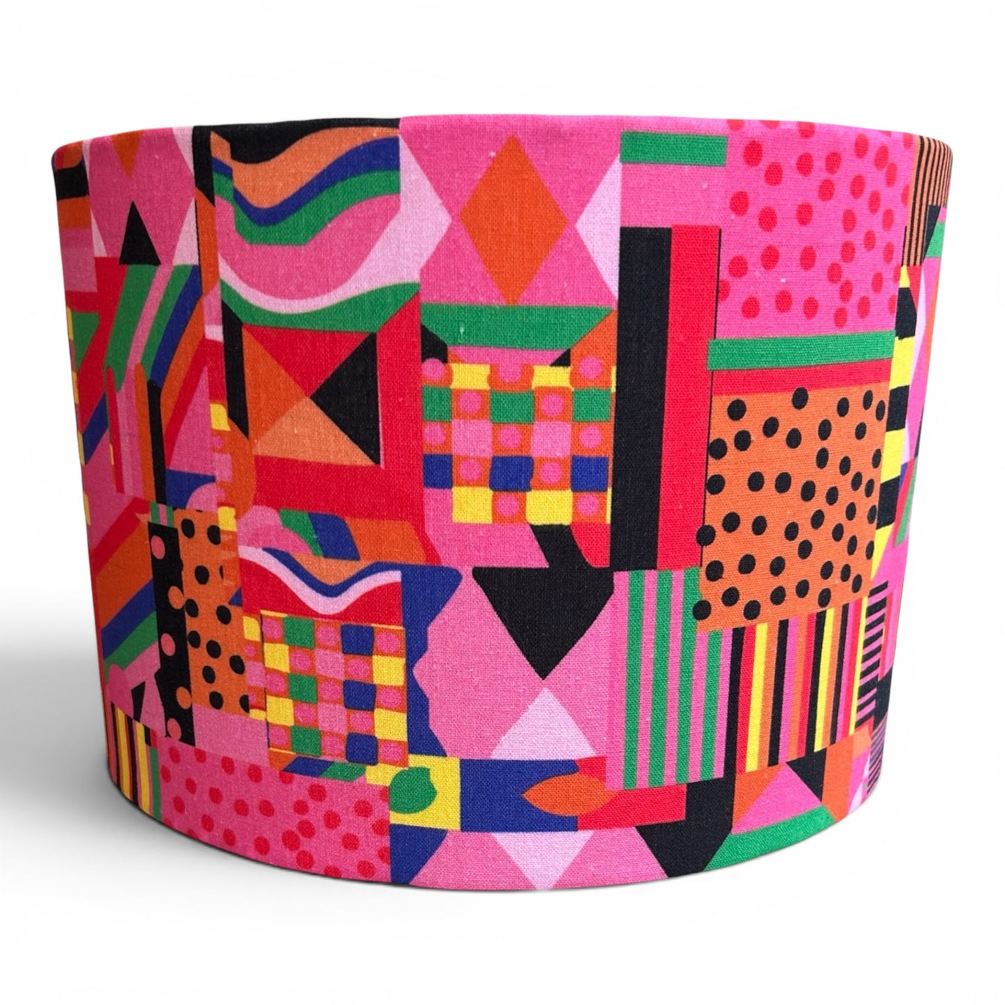 Pink and brilliant geomatic coloured lampshade