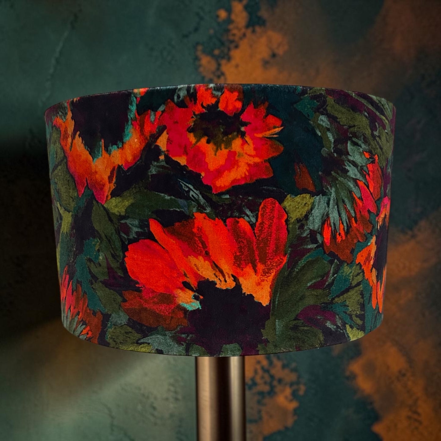 Fire Rudbeckia printed velvet with Gold lining